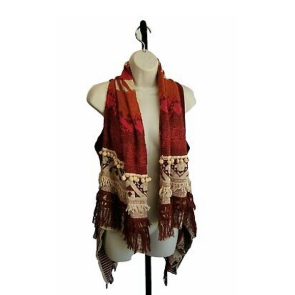 LIKE NEW ANTHROPOLOGIE BOHO FRINGE VEST. - Picture 5 of 8